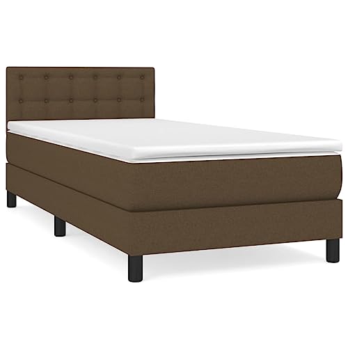 Eleganz Boxspringbett mit Matratze 80x200 cm Dunkelbraun Stoff – Bequemes Bett mit Topper für erholsamen Schlaf, ideal für Schlafzimmer von Eleganz
