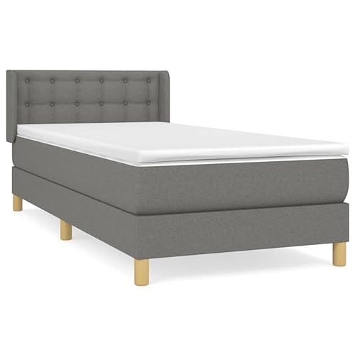 Eleganz Boxspringbett mit Matratze 80x200 cm Dunkelgrau Stoff - Bequemes Bett mit Topper für erholsamen Schlaf, modernes Schlafzimmer von Eleganz