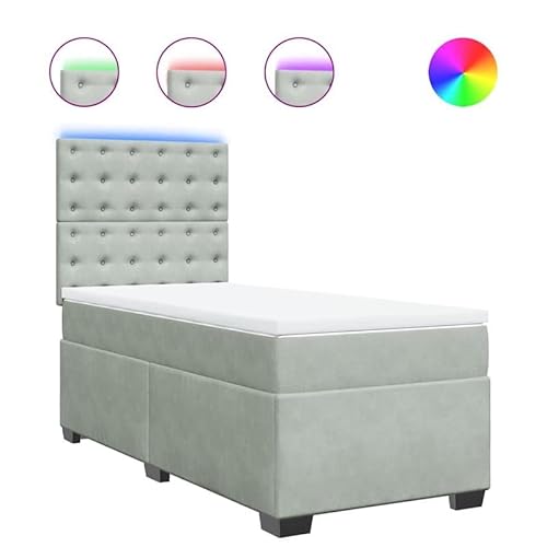Eleganz Boxspringbett mit Matratze 80x200 cm Hellgrau Samt – Modernes Schlafsystem für optimalen Komfort und Stauraum, ideal für kleine Räume Eleganz Boxspringbett mit Matratze 80x200 cm Hellgrau Samt – Modernes Schlafsystem für optimalen Komfort und Stauraum, ideal für kleine Räume von Eleganz