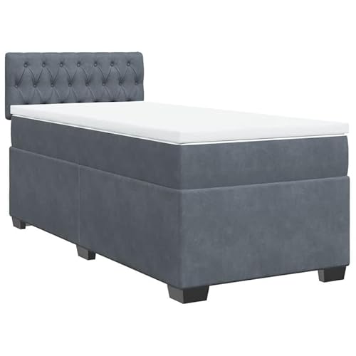 Eleganz Boxspringbett mit Matratze 80x200 cm dunkelgrau Samt – Modernes Schlafsystem für optimalen Komfort, ideal für Schlafzimmer von Eleganz