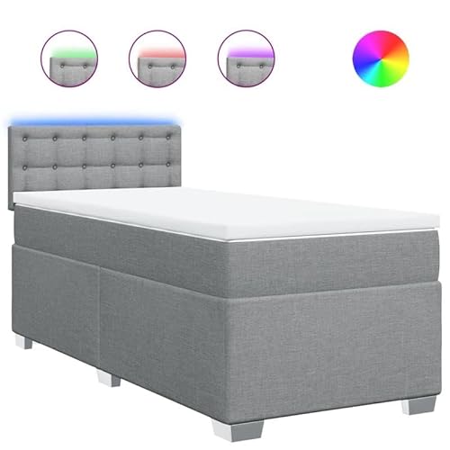 Eleganz Boxspringbett mit Matratze 80x200 cm hellgrau Stoff – Bequemes Bett mit Topper für erholsamen Schlaf, ideal für Schlafzimmer von Eleganz