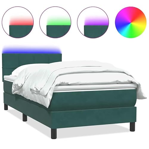 Eleganz Boxspringbett mit Matratze 80x220 cm Dunkelgrün Samt - Modernes Schlafsystem für erholsamen Schlaf, ideal für kleine Räume von Eleganz