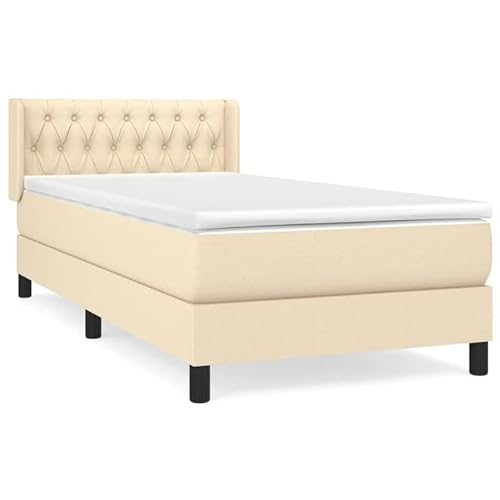 Eleganz Boxspringbett mit Matratze 90x190 cm - Bequemes Stoffbett für Schlafzimmer, Komfortabler Topper & Stabile Federung - Ideal für kleine Räume Eleganz Boxspringbett mit Matratze 90x190 cm - Bequemes Stoffbett für Schlafzimmer, Komfortabler Topper & Stabile Federung - Ideal für kleine Räume von Eleganz