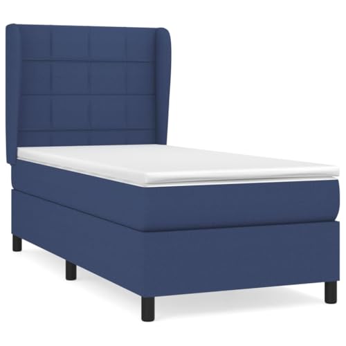 Eleganz Boxspringbett mit Matratze 90x200 cm Blau Stoff – Bequemes Bett mit Topper für erholsamen Schlaf, ideal für Schlafzimmer & Gästezimmer von Eleganz