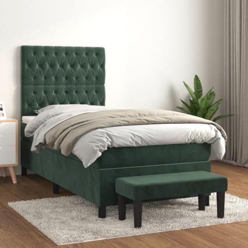 Eleganz Boxspringbett mit Matratze 90x200 cm Dunkelgrün Samt – Modernes Schlafsystem für erholsamen Schlaf, Höhenverstellbar & Stauraum Eleganz Boxspringbett mit Matratze 90x200 cm Dunkelgrün Samt – Modernes Schlafsystem für erholsamen Schlaf, Höhenverstellbar & Stauraum von Eleganz