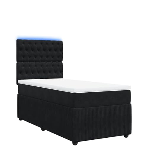Eleganz Boxspringbett mit Matratze 90x200 cm - Modernes Samtstoff-Bett mit Topper für erholsamen Schlaf, schwarz - Ideal für Schlafzimmer & Gästezimmer Eleganz Boxspringbett mit Matratze 90x200 cm - Modernes Samtstoff-Bett mit Topper für erholsamen Schlaf, schwarz - Ideal für Schlafzimmer & Gästezimmer von Eleganz