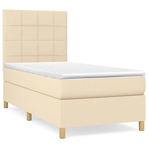 Eleganz Boxspringbett mit Matratze 90x200 cm - Premium Stoffbezug für Schlafzimmer - Bequem & Langlebig - Ideales Boxspringbett für Erholsamen Schlaf von Eleganz