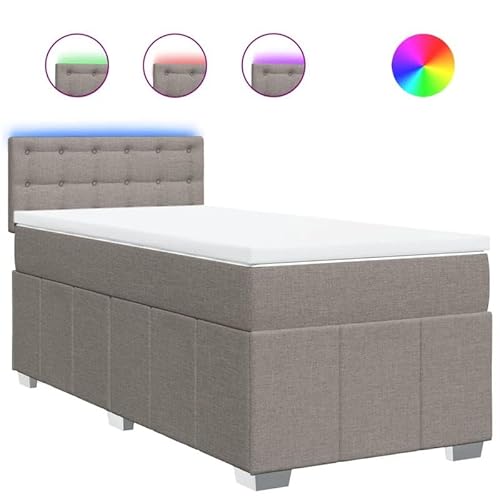 Eleganz Boxspringbett mit Matratze 90x200 cm Taupe Stoff - Bequemes Bett mit Topper für erholsamen Schlaf, ideal für Schlafzimmer von Eleganz