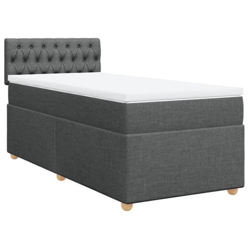 Eleganz Boxspringbett mit Matratze Dunkelgrau Stoff – Modernes Bett mit Topper für Schlafzimmer, komfortabel & langlebig, ideal für kleine Räume von Eleganz
