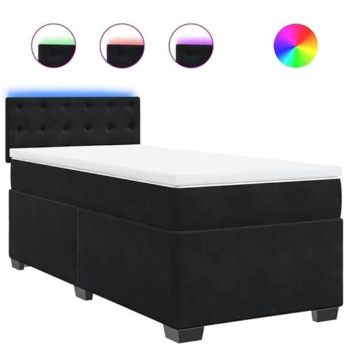 Eleganz Boxspringbett mit Matratze Schwarz Samt - Doppelbett für Schlafzimmer, luxuriöses Boxspringbett mit bequemer Matratze, ideal für erholsamen Schlaf von Eleganz