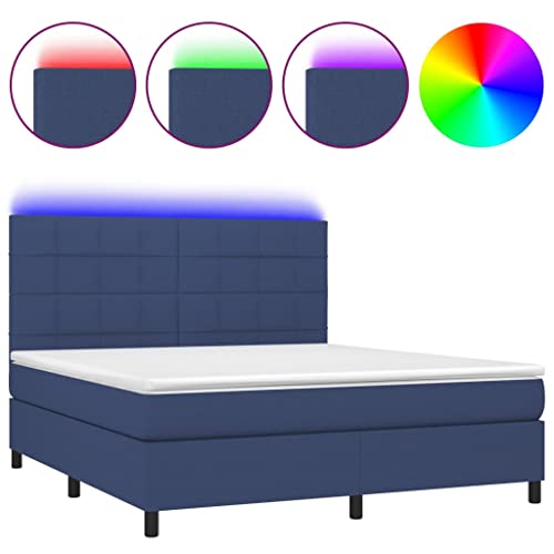 Eleganz Boxspringbett mit Matratze & -Licht 160x200 cm – Modernes Stoffbett mit Beleuchtung für Schlafzimmer, Komfort & Stauraum von Eleganz