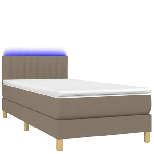 Eleganz Boxspringbett mit Matratze & -Licht 90x190 cm - Modernes Stoffbett für Schlafzimmer, Bequem & Langlebig mit Stauraum - Ideal für kleine Räume von Eleganz
