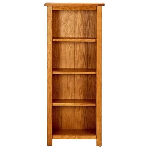 Eleganz Bücherregal 4 Fächer aus massivem Eichenholz & MDF mit Eichenfurnier – Stilvolles Regalsystem für Wohnzimmer, Büro oder Kinderzimmer – Natürliches Finish & Langlebigkeit von Eleganz