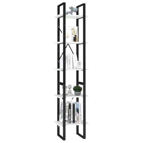 Eleganz Bücherregal 5 Fächer Weiß 40x30x175 cm aus Holzwerkstoff & Metall - Platzsparend & Stabil für Wohnzimmer, Büro oder Kinderzimmer Eleganz Bücherregal 5 Fächer Weiß 40x30x175 cm aus Holzwerkstoff & Metall - Platzsparend & Stabil für Wohnzimmer, Büro oder Kinderzimmer von Eleganz