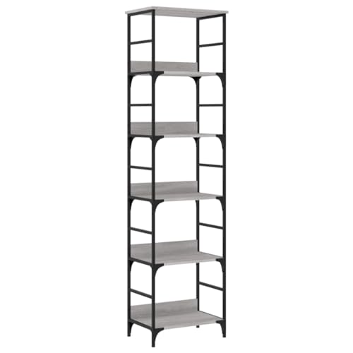 Eleganz Bücherregal Grau Sonoma 50x33x188,5 cm aus Holzwerkstoff & Stahl - Modernes Regalsystem für Wohnzimmer & Büro - Stabile & Platzsparende Aufbewahrung Eleganz Bücherregal Grau Sonoma 50x33x188,5 cm aus Holzwerkstoff & Stahl - Modernes Regalsystem für Wohnzimmer & Büro - Stabile & Platzsparende Aufbewahrung von Eleganz