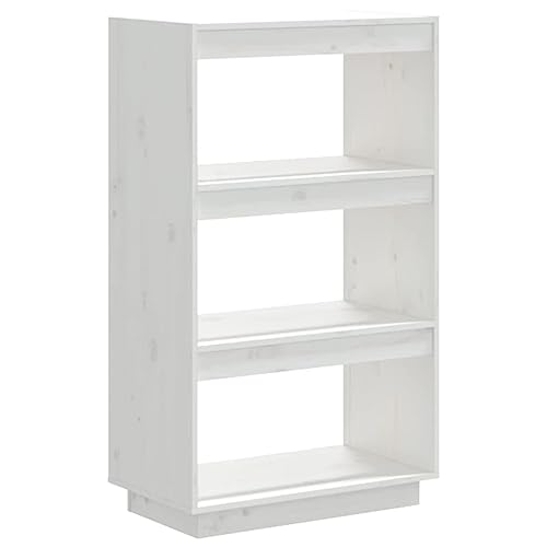 Eleganz Bücherregal aus Kiefer-Massivholz | Raumteiler Weiß 60x35x103 cm | Stabiles Regalsystem für Wohnzimmer & Büro | Platzsparend & Langlebig von Eleganz