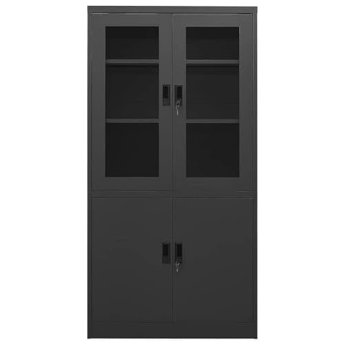 Eleganz Büroschrank Anthrazit 90x40x180 cm - Stahlschrank für Wohnzimmer & Büro, Stabile Aufbewahrung für Akten & Ordner, Modernes Design für kleine Räume von Eleganz