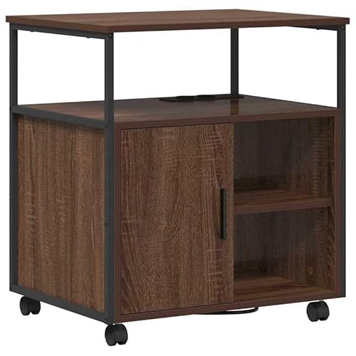 Eleganz Büroschrank mit Rollen - Braune Eiche 61 x 46 x 67 cm - Holzwerkstoff - Praktischer Schrank für Wohnzimmer oder Büro - Stabile Aufbewahrungslösung von Eleganz