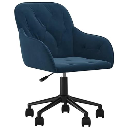 Eleganz Bürostuhl Drehbar Blau Samt - Hochwertiger Drehstuhl fürs Homeoffice & Büro, ergonomisch & komfortabel mit blauem Samtbezug von Eleganz