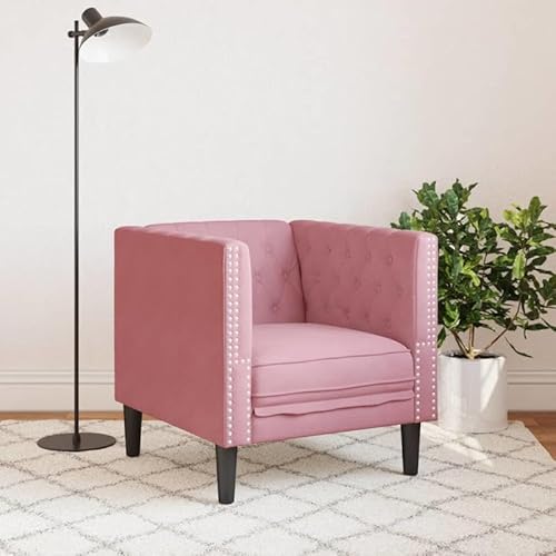 Eleganz Chesterfield-Sessel Rosa Samt - Futon für Wohnzimmer & Schlafzimmer, Luxus Design mit langlebigem Stoff, Komfortable Sitzlösung für stilvolle Einrichtung von Eleganz