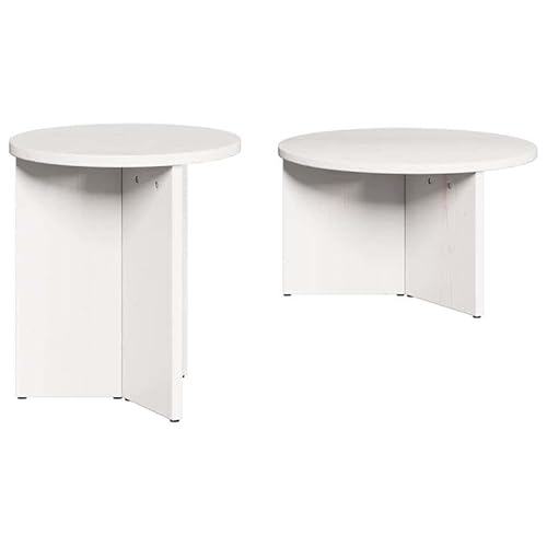 Eleganz Couchtisch 2er Set Weiß Massivholz Kiefer 49 x 49 x 28 cm - Wohnzimmertisch Natur Holz Tisch Set für gemütliche Atmosphäre Eleganz Couchtisch 2er Set Weiß Massivholz Kiefer 49 x 49 x 28 cm - Wohnzimmertisch Natur Holz Tisch Set für gemütliche Atmosphäre von Eleganz