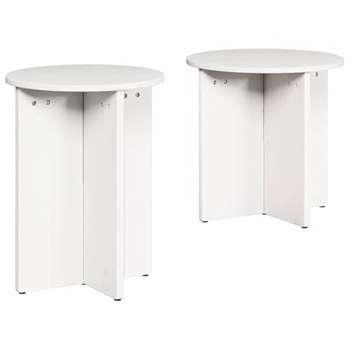 Eleganz Couchtisch 2er Set Weiß aus Massivholz Kiefer - 41,5 x 41,5 x 41 cm - Wohnzimmertisch Natur & Langlebig - Moderner Beistelltisch für kleine Räume von Eleganz