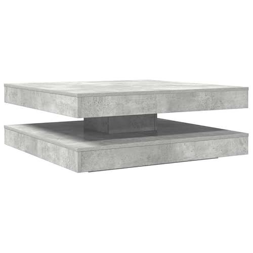 Eleganz Couchtisch 360-Grad drehbar aus Holzwerkstoff - Moderner Wohnzimmertisch Betongrau 90x90x34,5 cm - Langlebig & Stabil für kleine Räume von Eleganz