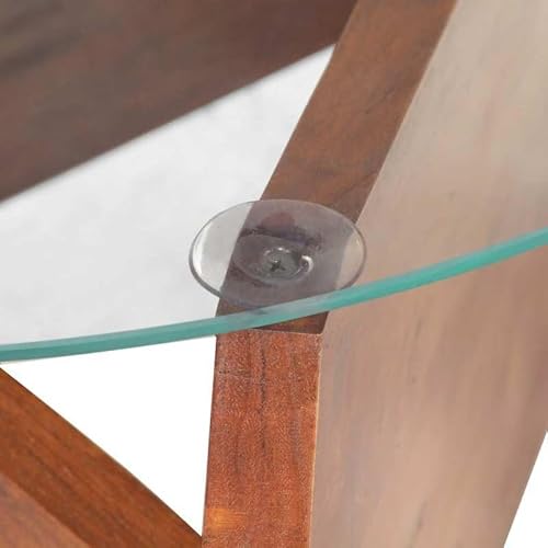 Eleganz Couchtisch 60 cm aus Akazien-Massivholz mit Glas - Honigbraunes Finish - Langlebig & Stilvoll für Wohnzimmer & Garten von Eleganz