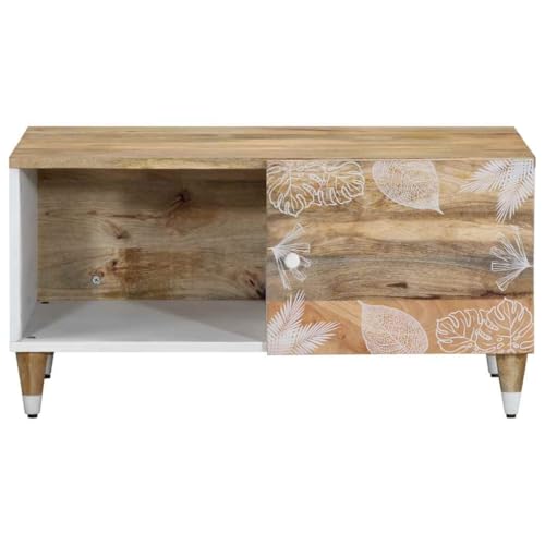 Eleganz Couchtisch 80x50x40 cm aus Massivholz Mango Natur mit weißem Lacksieb - Moderner Wohnzimmertisch aus Holzwerkstoff und Metall für kleine Wohnungen Eleganz Couchtisch 80x50x40 cm aus Massivholz Mango Natur mit weißem Lacksieb - Moderner Wohnzimmertisch aus Holzwerkstoff und Metall für kleine Wohnungen von Eleganz
