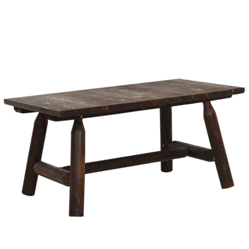 Eleganz Couchtisch 90x50x41 cm aus massivem Fichtenholz in verbrennter Optik - Langlebiges Gartensitzmöbel für stilvolle Outdoor-Bereiche von Eleganz