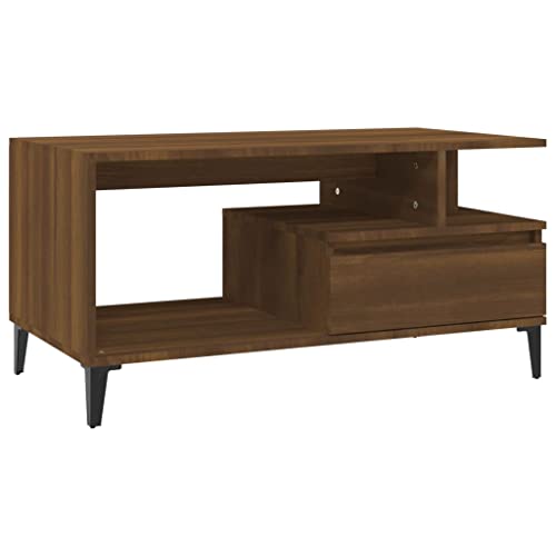 Eleganz Couchtisch Braun Eichen-Optik 90x49x45 cm aus Holzwerkstoff & Metall - Moderner Wohnzimmertisch für kleine Räume - Langlebig & Stilvoll Eleganz Couchtisch Braun Eichen-Optik 90x49x45 cm aus Holzwerkstoff & Metall - Moderner Wohnzimmertisch für kleine Räume - Langlebig & Stilvoll von Eleganz