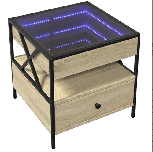 Eleganz Couchtisch Infinity- Sonoma-Eiche 50x50x51 cm - Moderner Wohnzimmertisch aus Holzwerkstoff, Glas & Metall - -Beleuchtung für gemütliche Atmosphäre Eleganz Couchtisch Infinity- Sonoma-Eiche 50x50x51 cm - Moderner Wohnzimmertisch aus Holzwerkstoff, Glas & Metall - -Beleuchtung für gemütliche Atmosphäre von Eleganz