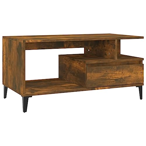 Eleganz Couchtisch Räuchereiche 90x49x45 cm aus Holzwerkstoff & Metall - Moderner Wohnzimmertisch für kleine Räume, langlebig & stilvoll Eleganz Couchtisch Räuchereiche 90x49x45 cm aus Holzwerkstoff & Metall - Moderner Wohnzimmertisch für kleine Räume, langlebig & stilvoll von Eleganz