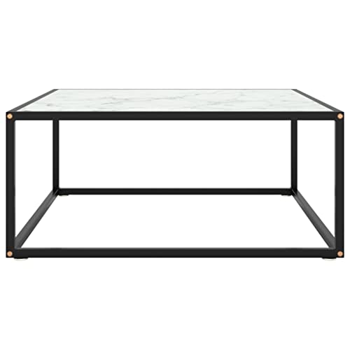 Eleganz Couchtisch Schwarz mit Weißem Glas in Marmor-Optik 80x80x35 cm - Moderner Wohnzimmertisch aus Hartglas & pulverbeschichtetem Stahl - Stilvoll & langlebig Eleganz Couchtisch Schwarz mit Weißem Glas in Marmor-Optik 80x80x35 cm - Moderner Wohnzimmertisch aus Hartglas & pulverbeschichtetem Stahl - Stilvoll & langlebig von Eleganz