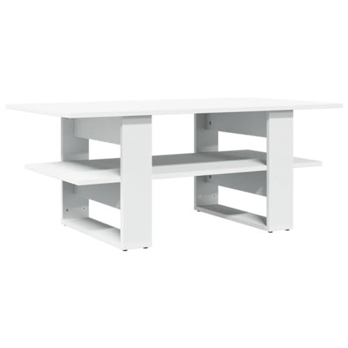 Eleganz Couchtisch Weiß 102x55x42 cm Holzwerkstoff - Moderner Wohnzimmertisch aus Holzwerkstoff für kleine Räume, langlebig und pflegeleicht von Eleganz