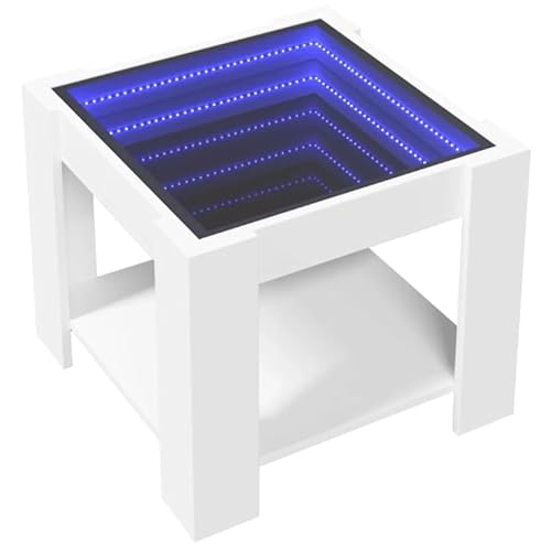 Eleganz -Couchtisch Weiß 53x53x45 cm aus Holzwerkstoff und Glas – Moderner Wohnzimmertisch mit -Beleuchtung für gemütliche Abende Eleganz -Couchtisch Weiß 53x53x45 cm aus Holzwerkstoff und Glas – Moderner Wohnzimmertisch mit -Beleuchtung für gemütliche Abende von Eleganz