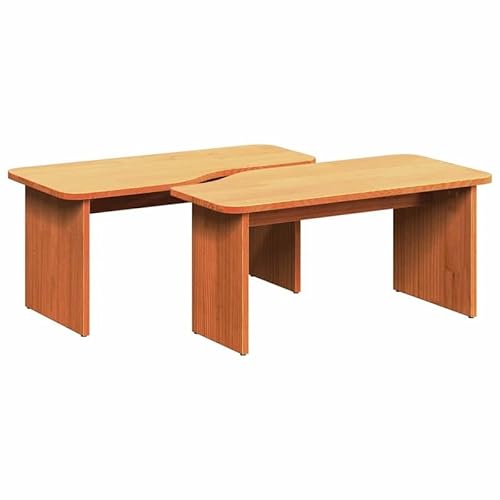 Eleganz Couchtisch aus Massivholz Kiefer 2er-Set - Natur Wachsbraun 100 x 69 x 35,5 cm - Wohnzimmertisch für gemütliche Atmosphäre - langlebig & stabil von Eleganz