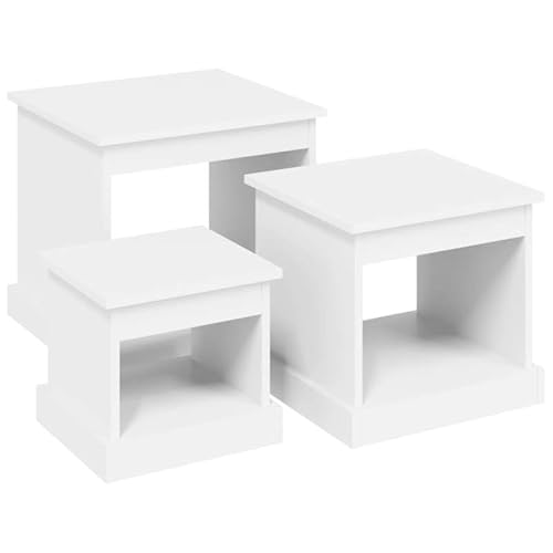 Eleganz Couchtische 3 STK. Weiß Holzwerkstoff - Moderner Wohnzimmer-Tischset, langlebig & platzsparend für kleine Wohnungen Eleganz Couchtische 3 STK. Weiß Holzwerkstoff - Moderner Wohnzimmer-Tischset, langlebig & platzsparend für kleine Wohnungen von Eleganz
