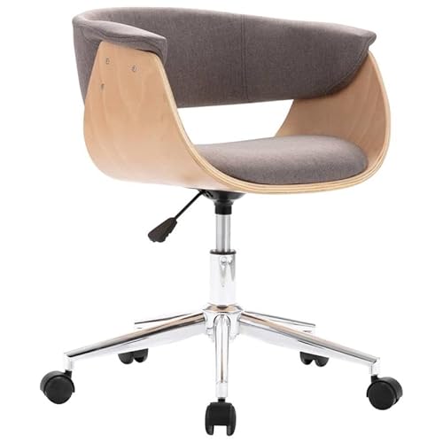 Eleganz Drehbarer Bürostuhl aus Bugholz und Stoff (90% Baumwolle, 10% Polyester) – Moderner Schreibtischstuhl mit Metallgestell für Homeoffice und Büro von Eleganz