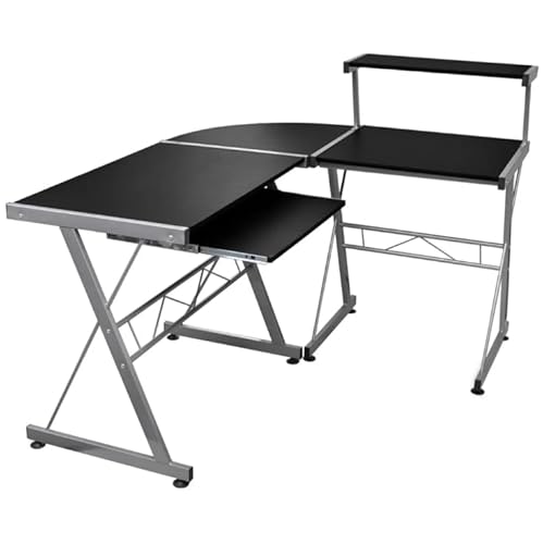 Eleganz Eck-Computertische Gaming Tisch L Form Eckschreibtisch： Schwarz 132x112x99 cm Holzwerkstoff，ür Studium Arbeit Zuhause Schlafzimmer, Schwarz von Eleganz