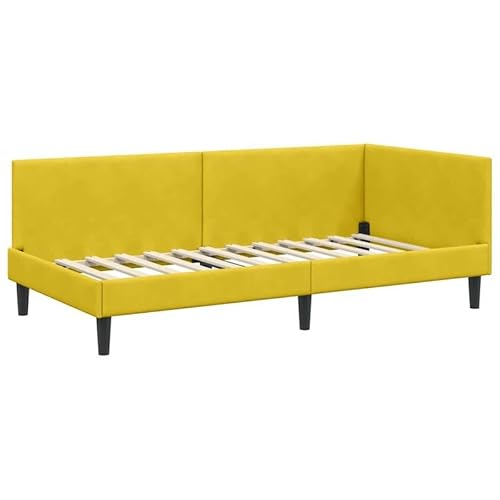 Eleganz Eckbettgestell Gelb 100x200 cm - Luxus Kopfteil aus Samt & Engineered Holz - Modernes Design für Schlafzimmer Eleganz Eckbettgestell Gelb 100x200 cm - Luxus Kopfteil aus Samt & Engineered Holz - Modernes Design für Schlafzimmer von Eleganz
