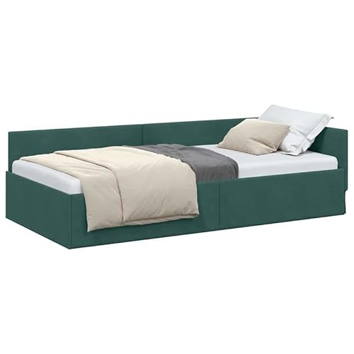 Eleganz Eckbettgestell aus Samt und Engineered Holz 80x200 cm - Luxus Kopfteil für Schlafzimmer, Dunkelgrün, Modern & Langlebig Eleganz Eckbettgestell aus Samt und Engineered Holz 80x200 cm - Luxus Kopfteil für Schlafzimmer, Dunkelgrün, Modern & Langlebig von Eleganz