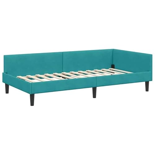 Eleganz Eckbettgestell aus Samt und Engineered Holz 90x200 cm - Luxus Kopfteil für Schlafzimmer, Platzsparend & Stilvoll Eleganz Eckbettgestell aus Samt und Engineered Holz 90x200 cm - Luxus Kopfteil für Schlafzimmer, Platzsparend & Stilvoll von Eleganz