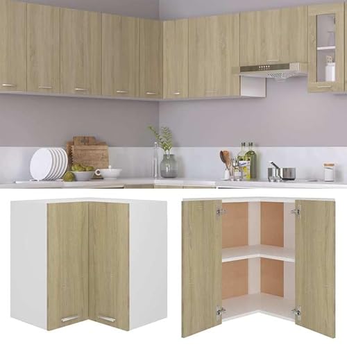 Eleganz Eckhängeschrank Lyon Küchenschrank aus Sonoma-Eiche Holzwerkstoff 57x57x60 cm platzsparend für kleine Küchen von Eleganz