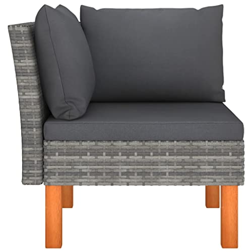 Eleganz Ecksofa aus PE-Rattan & Eukalyptusholz - Langlebiges Gartensofa mit Pulverbeschichtung für Terrasse & Garten - Modernes Design & Komfort von Eleganz