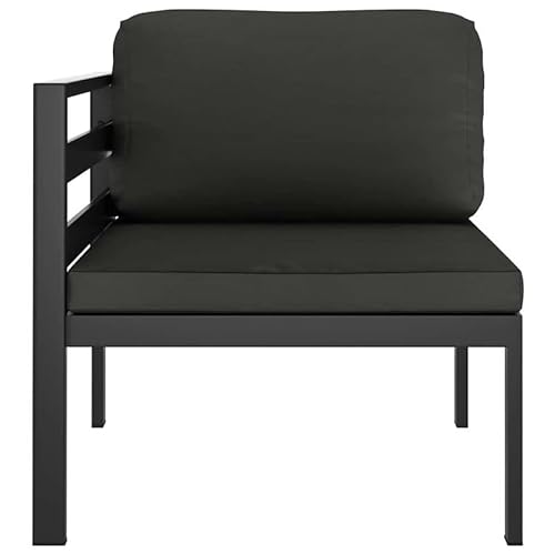 Eleganz Ecksofa für Garten - Modular Eckteil mit Kissen in Anthrazit & Aluminium - Langlebig & Wetterfest - Perfekt für Terrasse oder Balkon von Eleganz