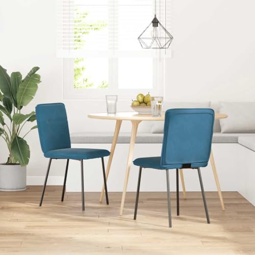 Eleganz Esszimmerstühle 2er Set Blau Samt - Moderne Ottoman Stühle für Wohnzimmer & Essbereich - Bequeme Velours Polsterung - Platzsparend & Stilvoll von Eleganz