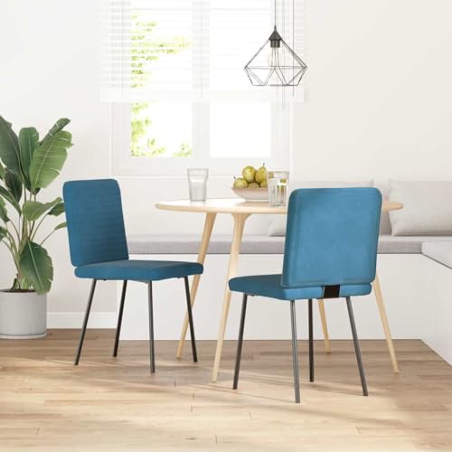 Eleganz Esszimmerstühle 2er Set Blau Samt – Moderne Velours Ottomane für Wohnzimmer & Essbereich, Bequeme & Stabile Sitzmöbel – Ideal für Gastgeber & Familien von Eleganz