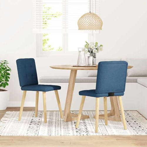 Eleganz Esszimmerstühle 2er Set Blau Stoff - Bequeme & Stabile Stühle für Küche, Esszimmer oder Balkon - Modernes Design & Leicht zu Reinigen von Eleganz
