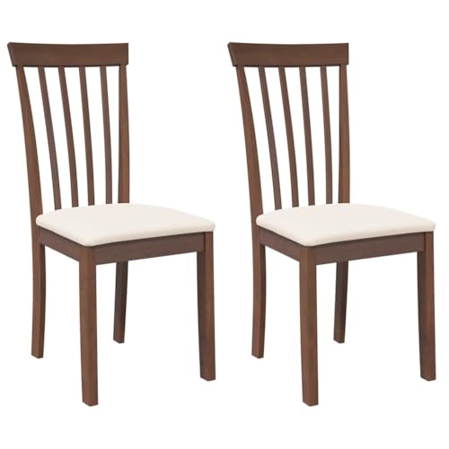 Eleganz Esszimmerstühle 2er Set Braun - Massivholz Gummibaum mit Kissen, Bequeme & Stabile Küchenstühle für Esszimmer, Wohnzimmer oder Küche von Eleganz